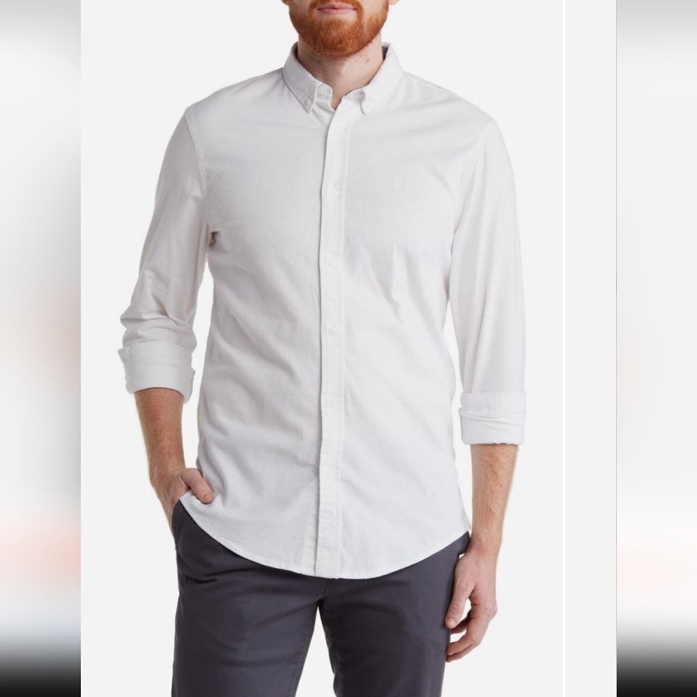 14th & Union Stretch COTTON  Oxford Men's White Button-Down Shirt